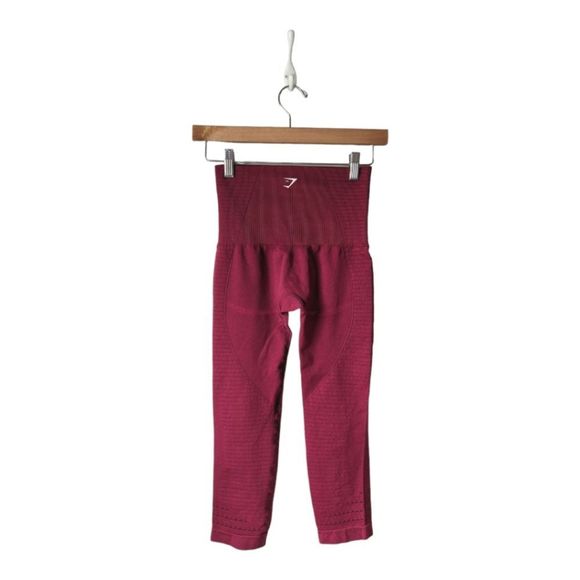 Gymshark Energy Seamless Cropped Leggings in Berry Red women's sz XS - Picture 11 of 15